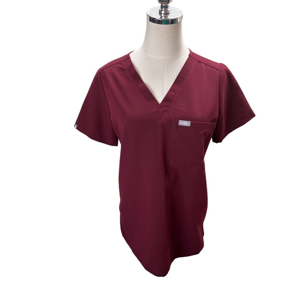 Figs Top Women's Size Small Red Scrubs Technical Collection Short Sleeve